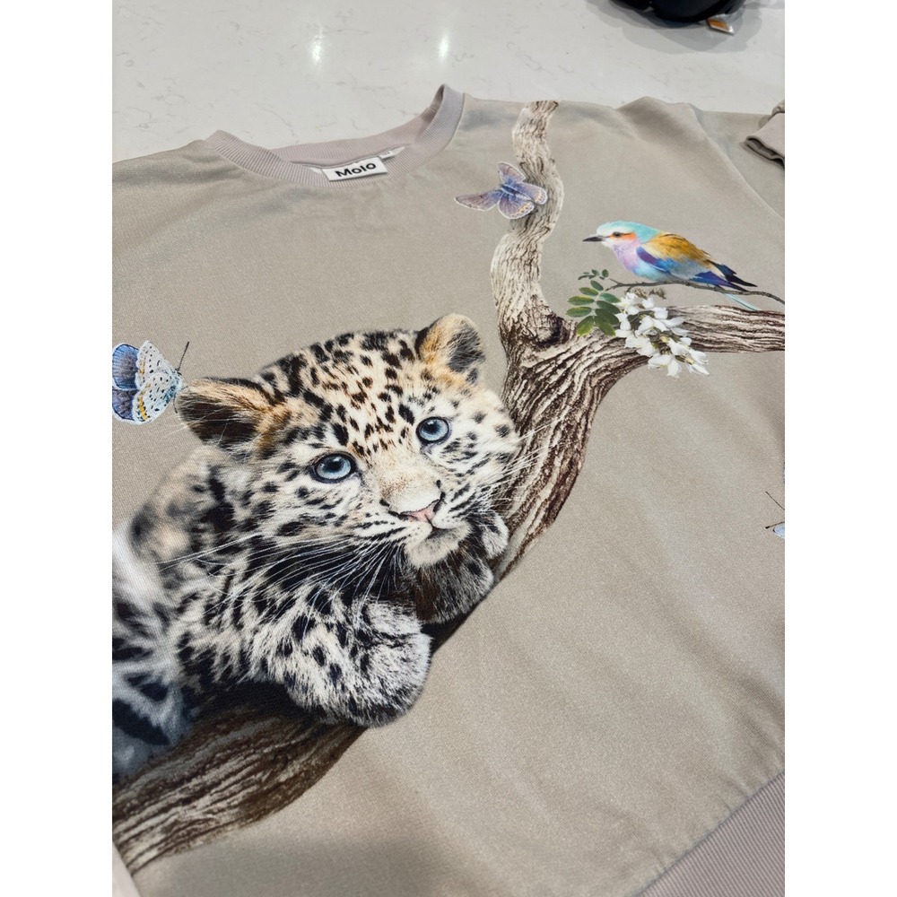 Molo Kids Maxi Sweatshirt Tree Living Leopard Bird Organic Cotton Size 164 14Y - Picture 5 of 13